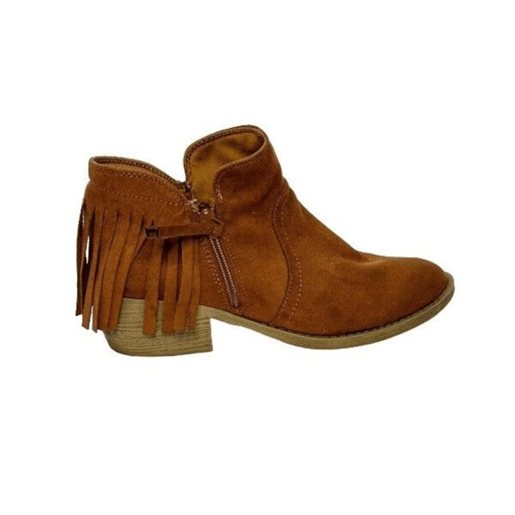SEYCHELLES Womens Ankle Boots Fringe‎ Suede Booties Boho Side Zip Sz 7 - Picture 1 of 10